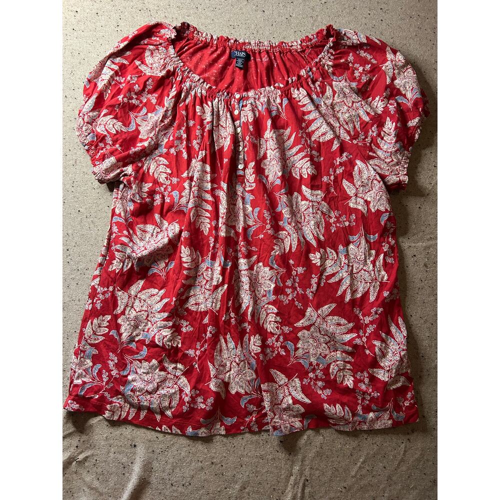 Chaps 2X Plus Size Shirt Tropical Print